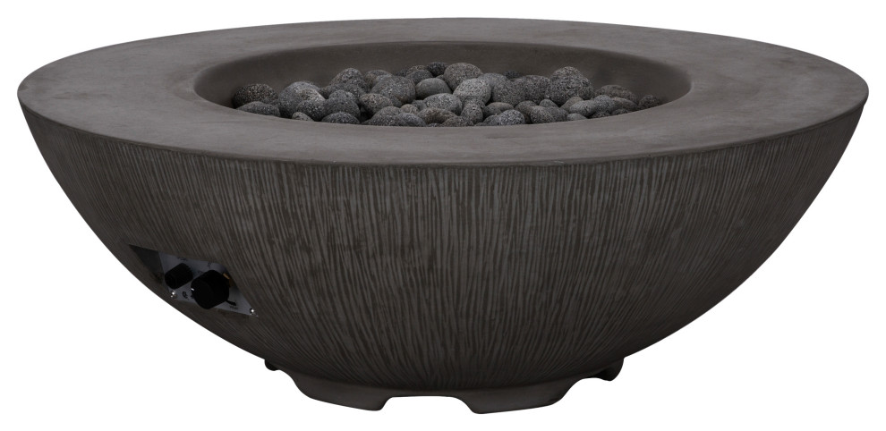 Pyromania Shangri-La Concrete Fire Bowl, 41", Charcoal Gray, Propane
