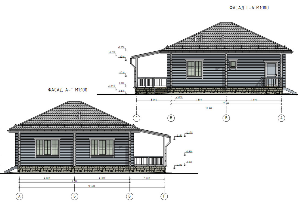 Деревянный одноэтажный дом из профилированного бруса