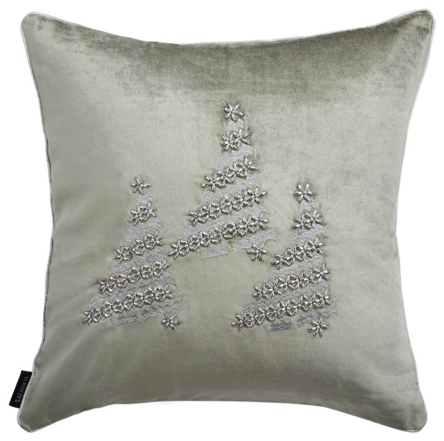 Safavieh Winter Tree Pillow Silver 18" X 18"