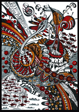 декоративная графика."Любовь птиц"