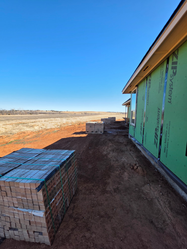 Brick laid in for the exterior walls