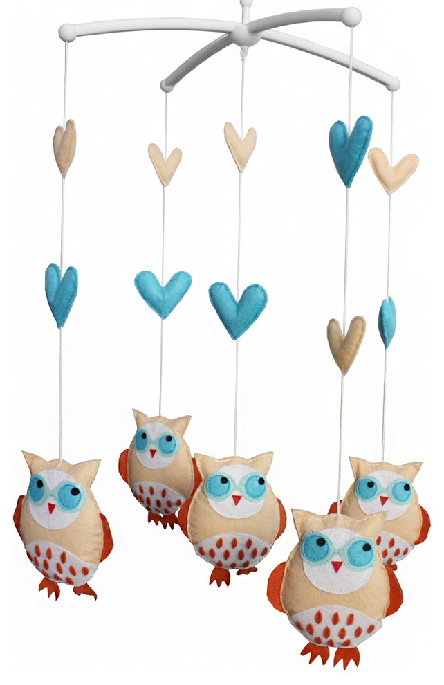 Baby Bed Hanging Bell Mobile Cartoon Owls Musical Crib Mobile