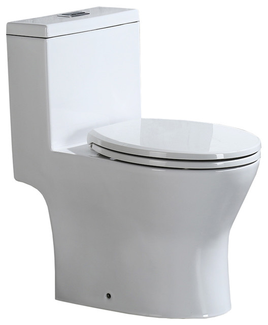 WoodBridge Short Compact One Piece Toilet With Soft Closing Seat