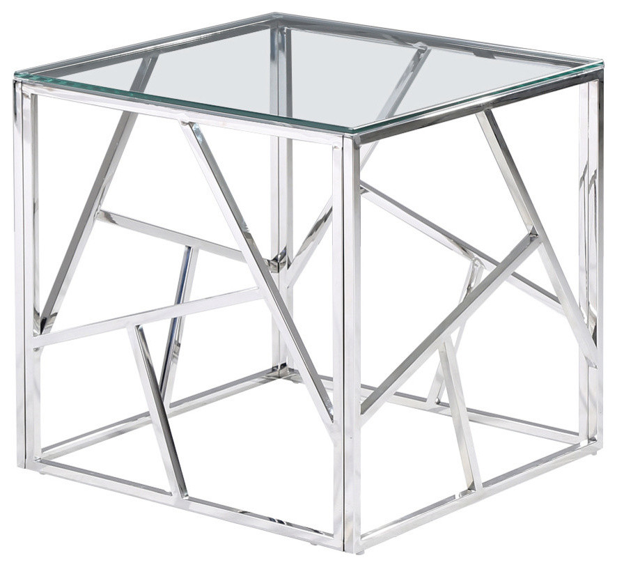 Stainless Steel Living Room End Table Contemporary Side
