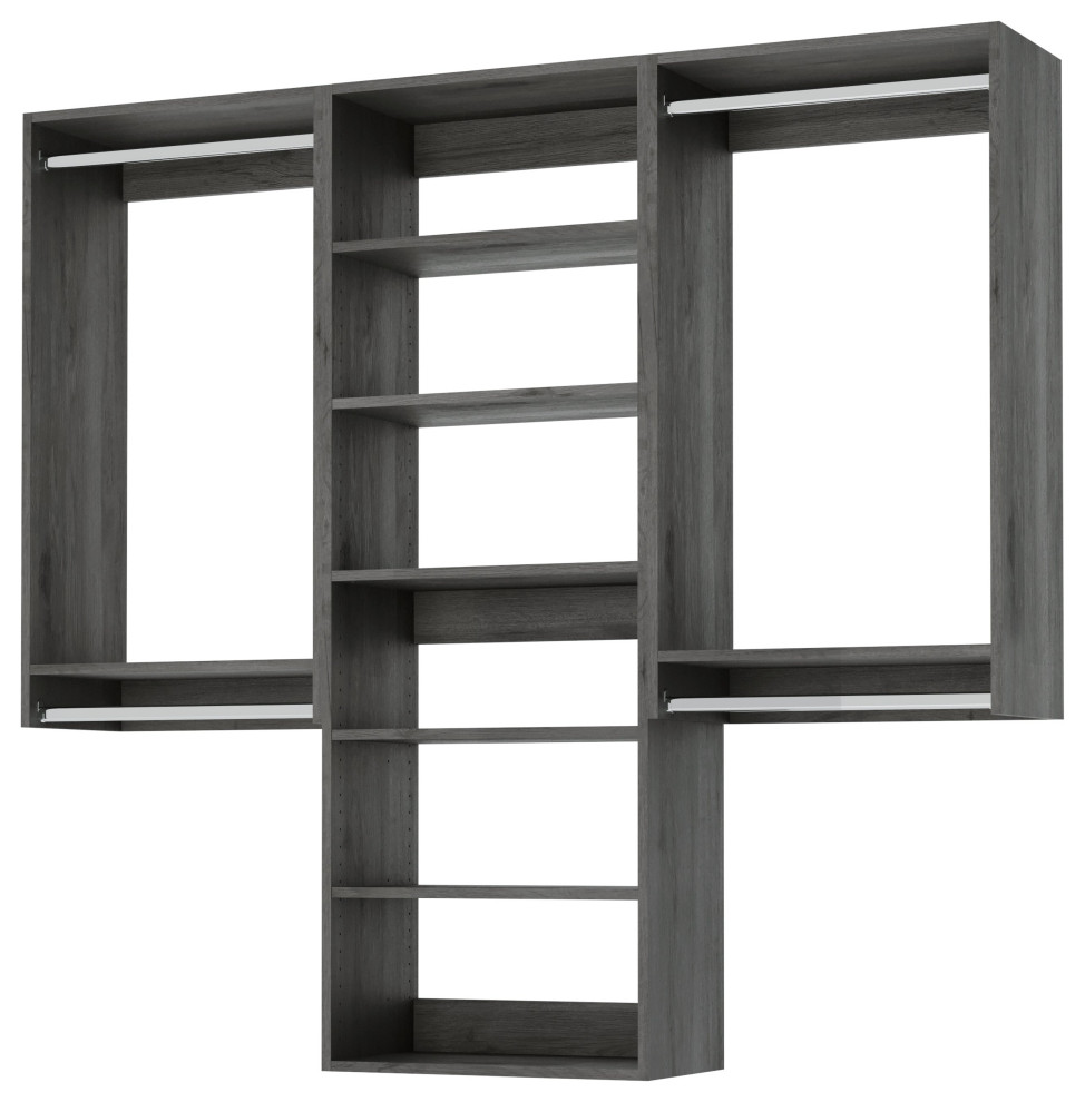 Modular Closet System Double Hanging Closet Organizer and Shelving 66