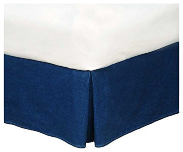 Denim Bedskirt Full/Blue Contemporary Bedskirts by Virventures