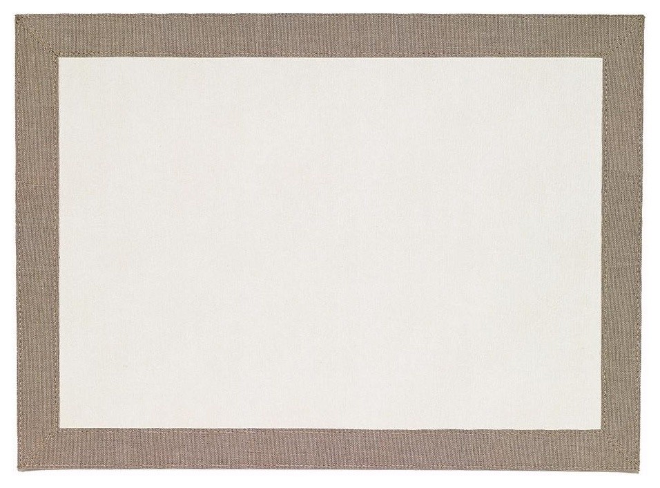 Bordino Rectangle Vinyl Placemats, Oatmeal, Set of 4 Contemporary