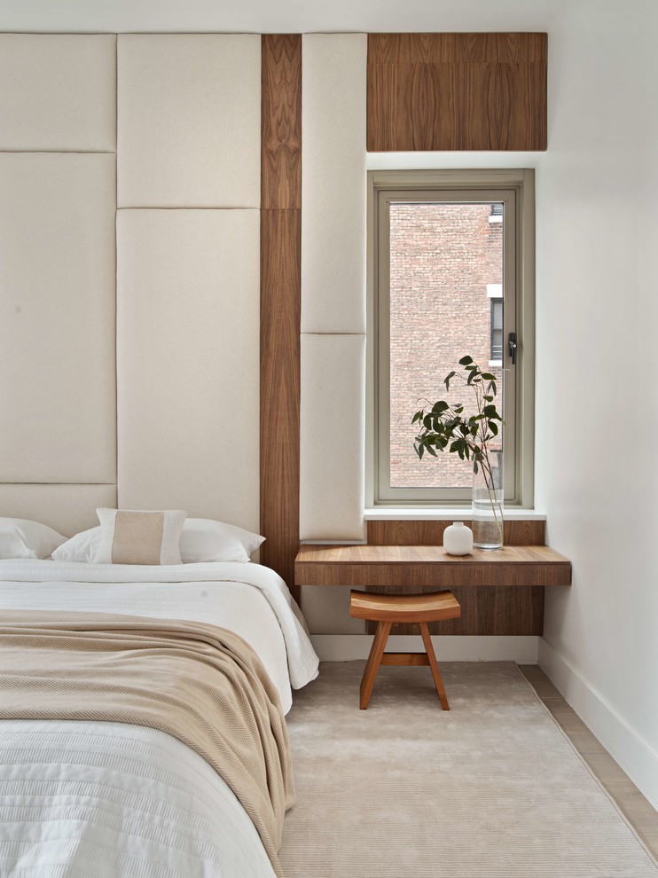 Contemporary master bedroom in New York.