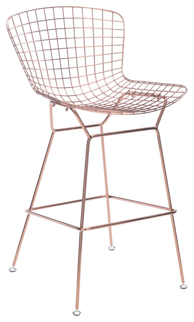 Zuo Modern Wire Chairs Set Of 2 Reviews Houzz Wire Chairs Set Of 2 Bar Rose Gold Contemporary Stools