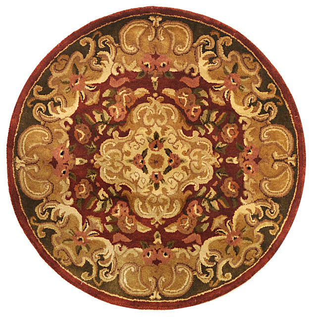 Safavieh Classic Collection CL234 Rug, Rust/Green, 3'6" Round