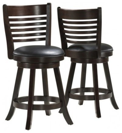 Monarch Barstools, Set of 2, 38", Swivel, Cappuccino, Counter Height