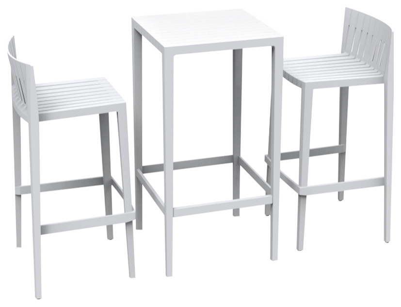 Spritz Bar Table With 2 Bar Stools , Basic/Injection, White