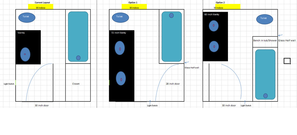 Bathroom Layout help aproximately 8 X 6 ft.