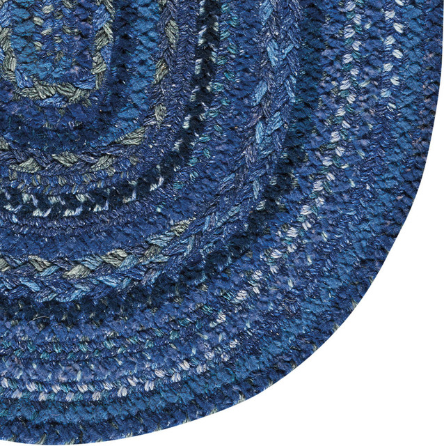 Harborview Cross Sewn Rectangle Braided Rug, Dark Blue, 11'4