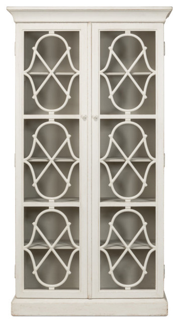 Sonya Bookcase Curio Glass Doors Antique White