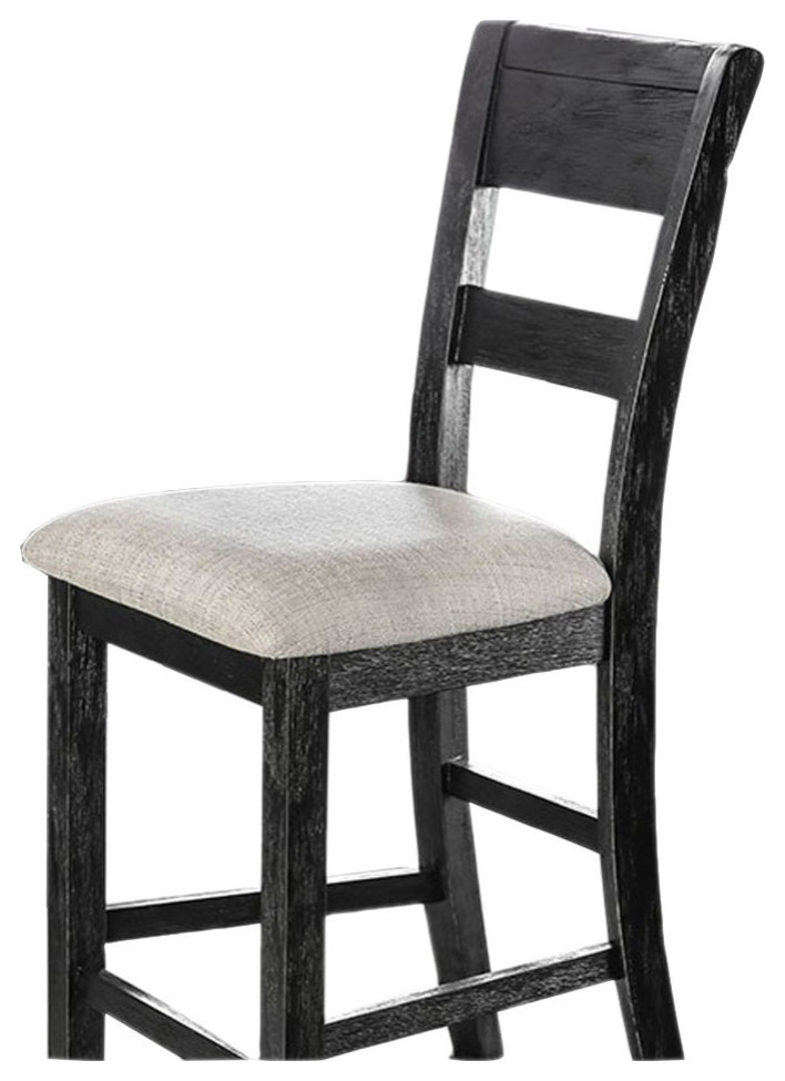 Sania II BM131236 Rustic Counter Height Chairs, Black Finish, Set of 2 Transitional Bar