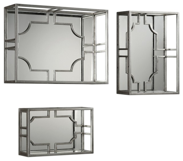 Set 3 Mirrored Silver Fretwork Wall Shelves Quatrefoil Lattice - Gold Quatrefoil Metal Wall Shelf Set 3 Mirrored Silver Fretwork Wall Shelves Quatrefoil Lattice - Gold Quatrefoil Metal Wall Shelf