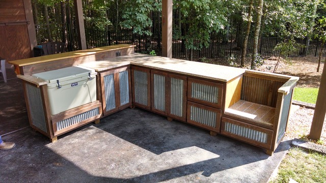 outdoor- rustic cooking station and bar - rustic - patio - atlanta