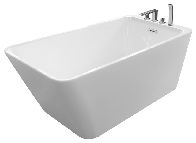Justinian White Freestanding Insulated, Valley Bathtub Faucet