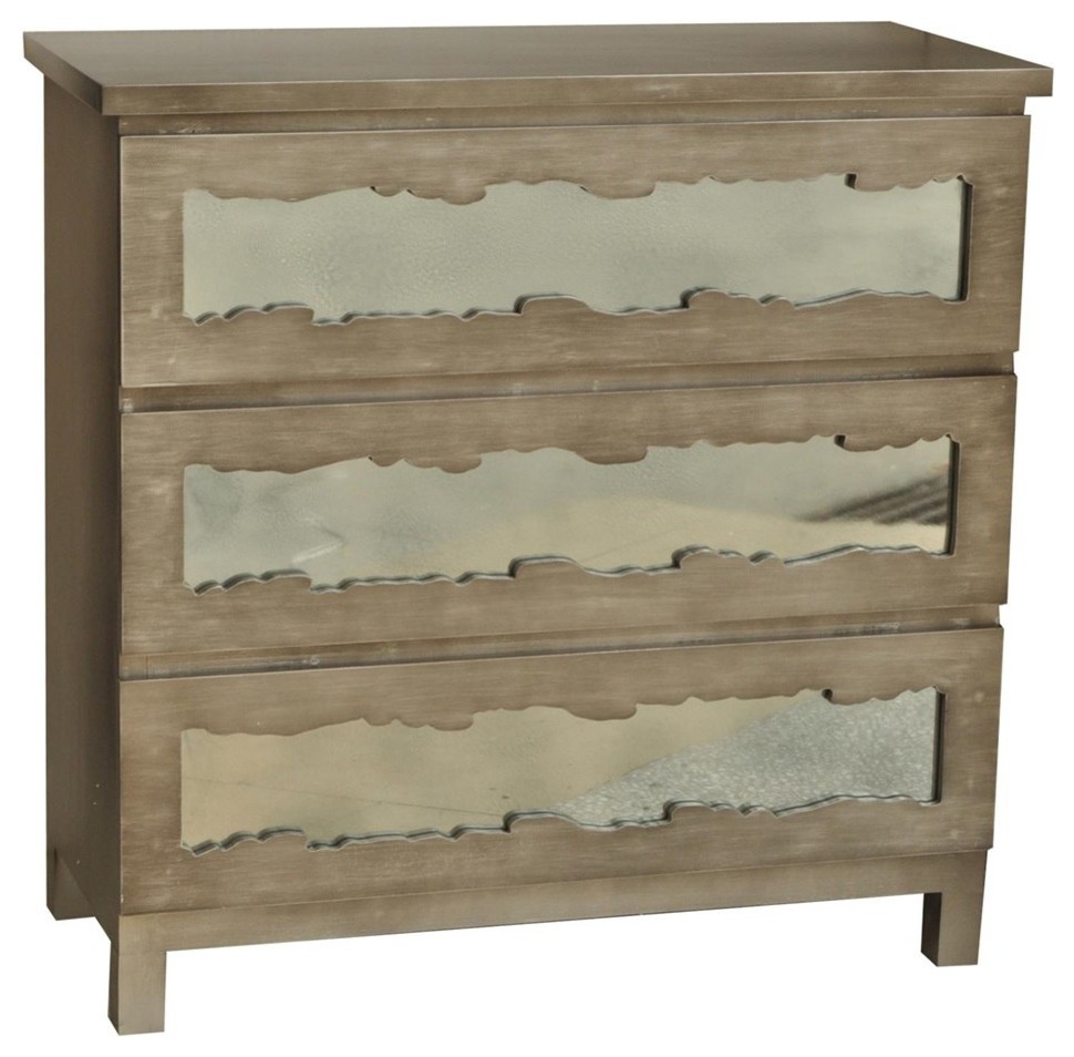 Claiborne 3-Drawer Pewter Chest With Antique Mirror
