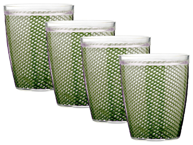 Fishnet 14Oz Kale Green Doublewall Drinkware, Set Of 4