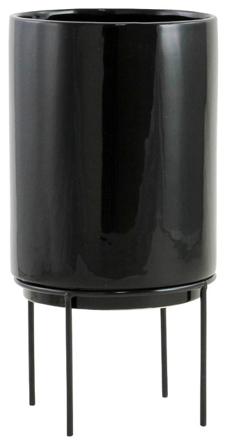 Jemina Midcentury Ceramic Planter Indoor Pots And Jemina Midcentury Ceramic Planter Black