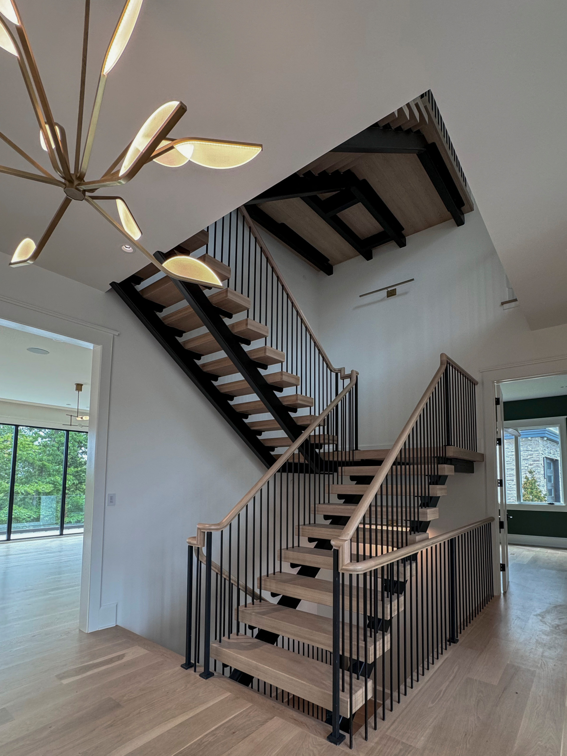 122_Modern Steel & Wood Floating Staircase, Arlington VA 22207Double (black-pain