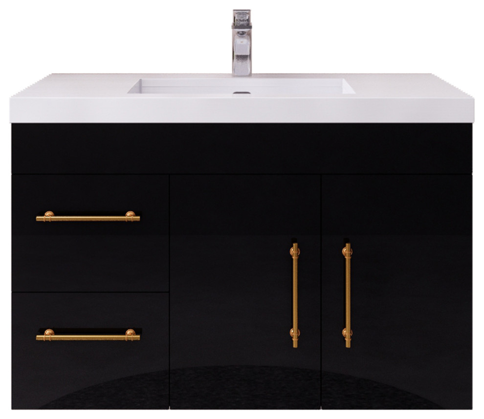 Rosa 36" Wall Mounted Vanity with Reinforced Acrylic Sink (Left Side