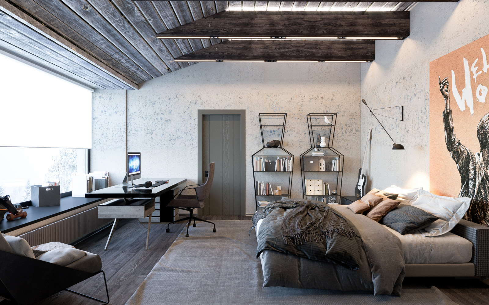 КОМНАТЫ В СТИЛЕ " БРУТАЛЬНЫЙ ЛОФТ"