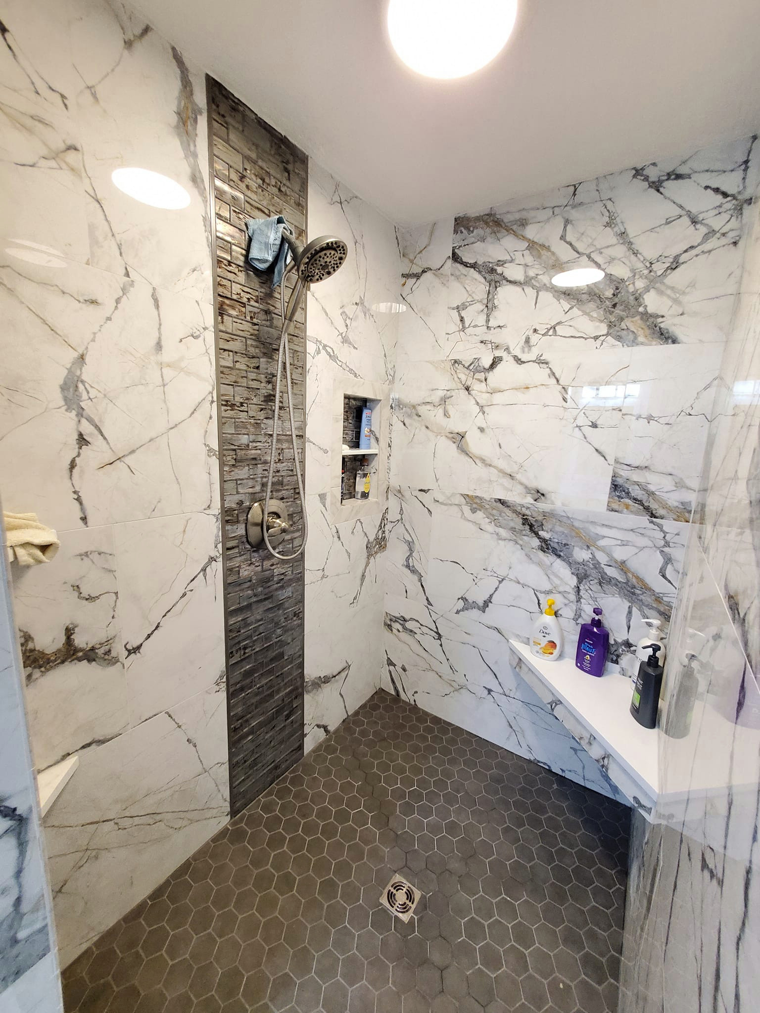 inside the new walk-in shower