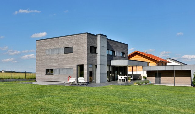 modernes Passivhaus in Kirchweidach contemporaneo-fachada