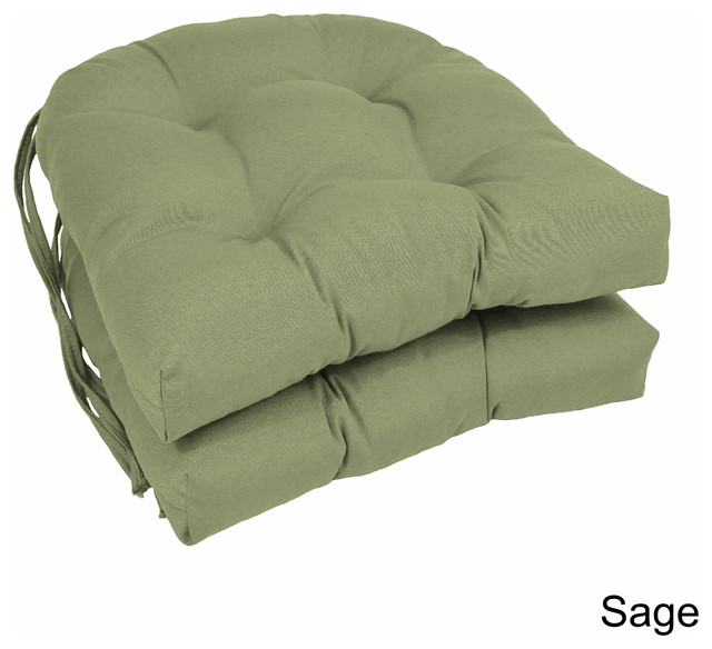 16" Solid Twill Ushaped Tufted Chair Cushions, Set of 2 Contemporary