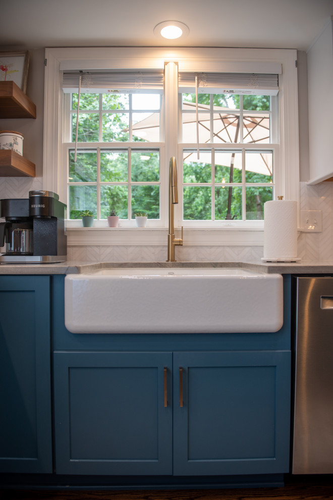 Kitchen with Stunning Waterfall Island