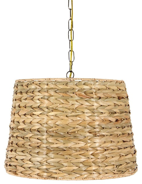 Woven Seagrass 16 Drum Portable Swag Lampshade Beach Style Lamp Woven Seagrass 16 Drum Portable Swag Lampshade