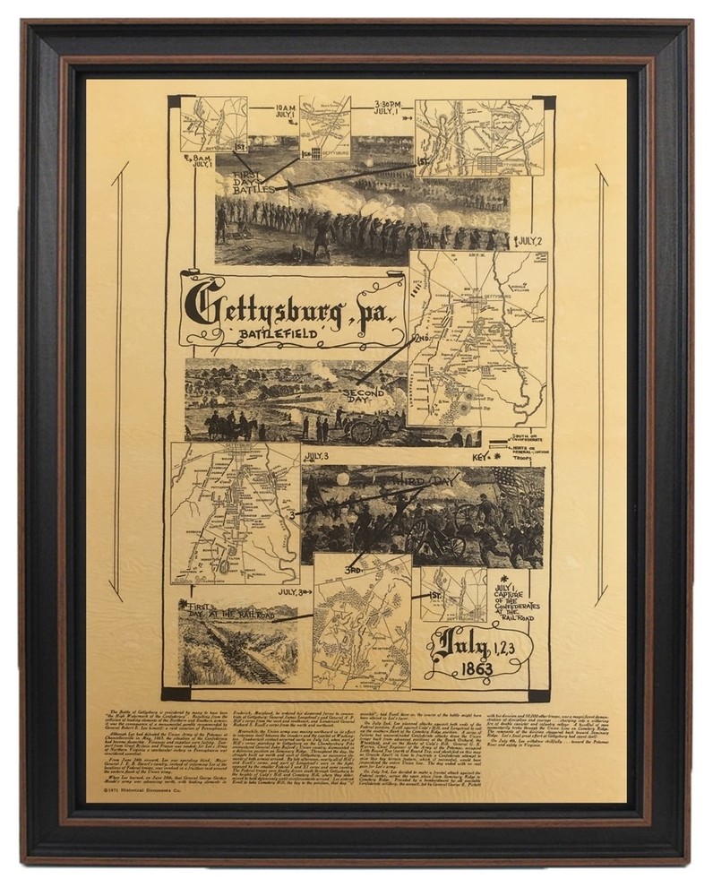 Framed Gettysburg Battlefield Map - Home Design 