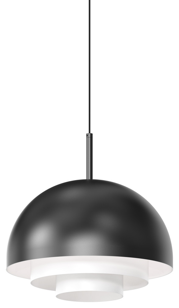 Modern Tiers Dome LED Pendant, Satin Black, 12"
