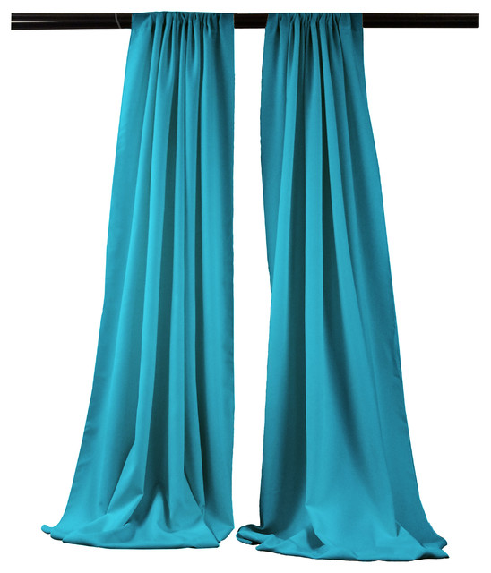 LA Linen Polyester Poplin Backdrop Drape 96"x58", 2 Pack, Dark Turquoise