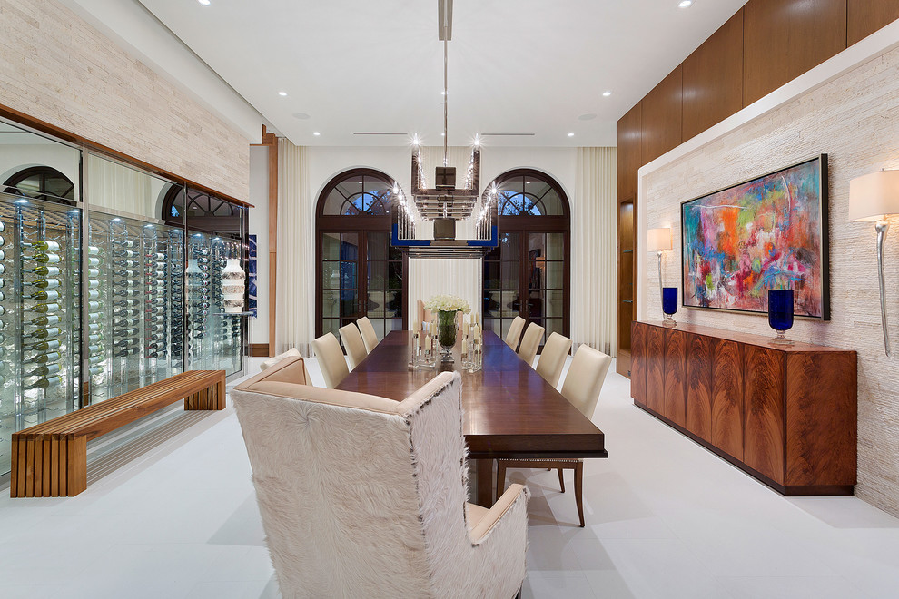 This is an example of a contemporary separate dining room in Miami with no fireplace.