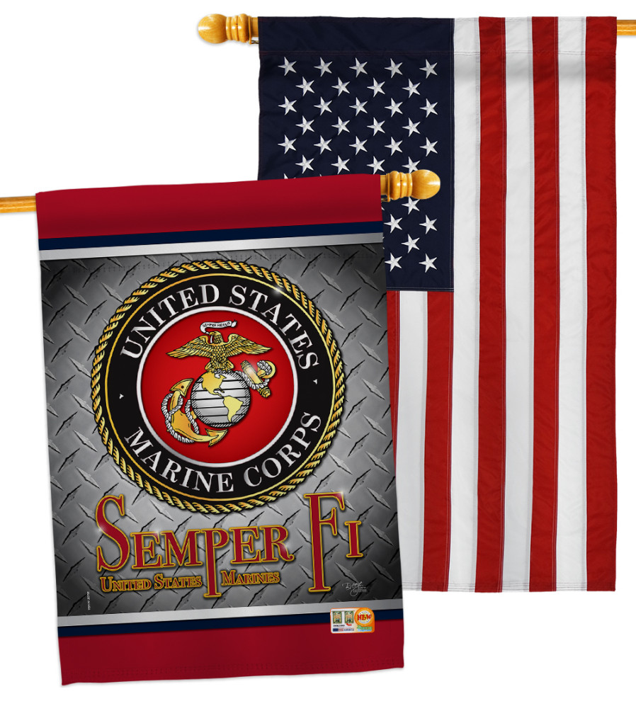 Semper Fi US Marine Americana House Flags Pack Modern Flags And