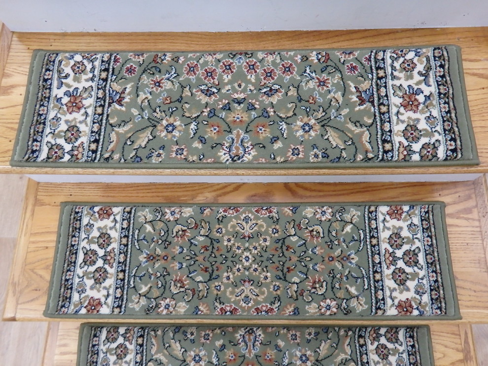 Green Stair Treads Set of 13 Pcs 31in x 9in With Non Slip Pads