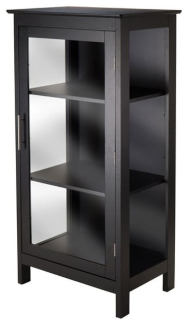 Ergode Wood Poppy Display Cabinet, Glass Door, Black