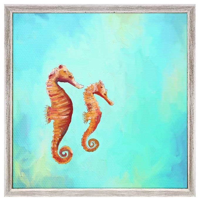 "Swimming Seahorses" Mini Framed Canvas by Cathy Walters