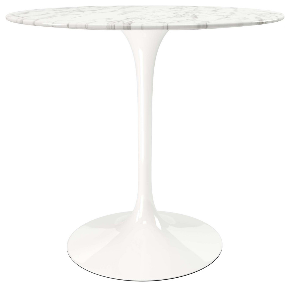 Modholic Tulip Marble Dining Table 32" Round Midcentury Dining