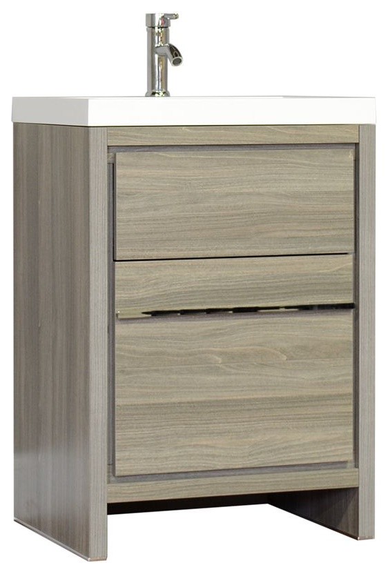 Greenville 24" Single Modern Bathroom Vanity Gray Contemporary