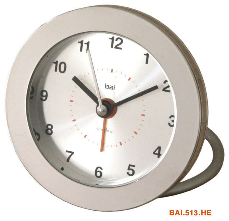 Bai Iron Clad Round Diecast Solid Metal Travel Alarm Clock Helio, Helio