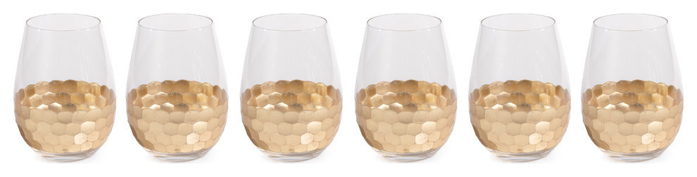 "Vitorrio" Wine Glass, Stemless Gold (Set of 6)