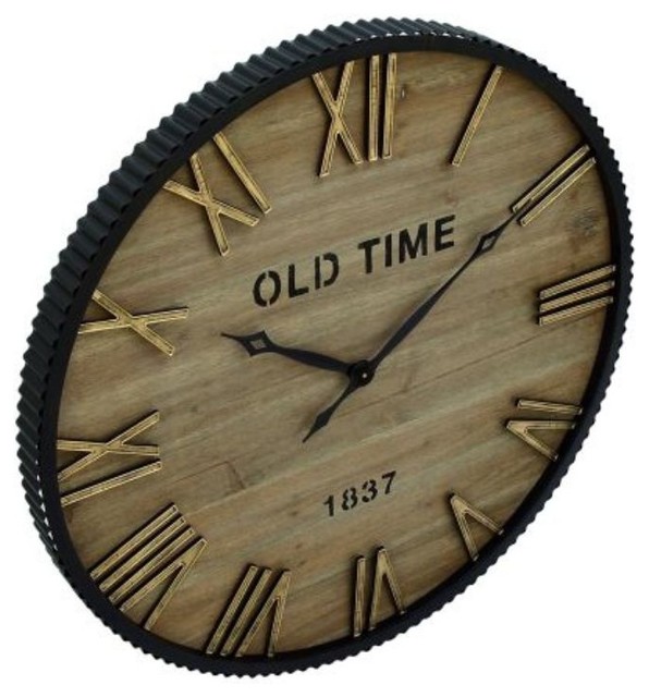Wood Metal Wall Clock 36