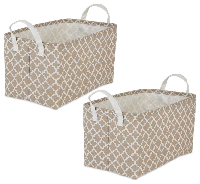 PE-Coated Laundry Bin Lattice Stone Rectangle Large 10.5x17.5x10.5 (Set of 2)