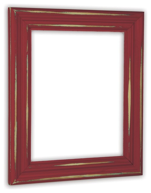 Distressed Colonial Red Picture Frame, Solid Wood Rustic Picture