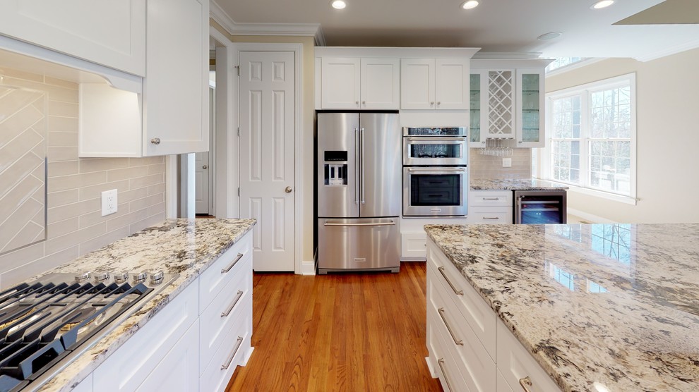 Photo of a large classic kitchen in Raleigh.